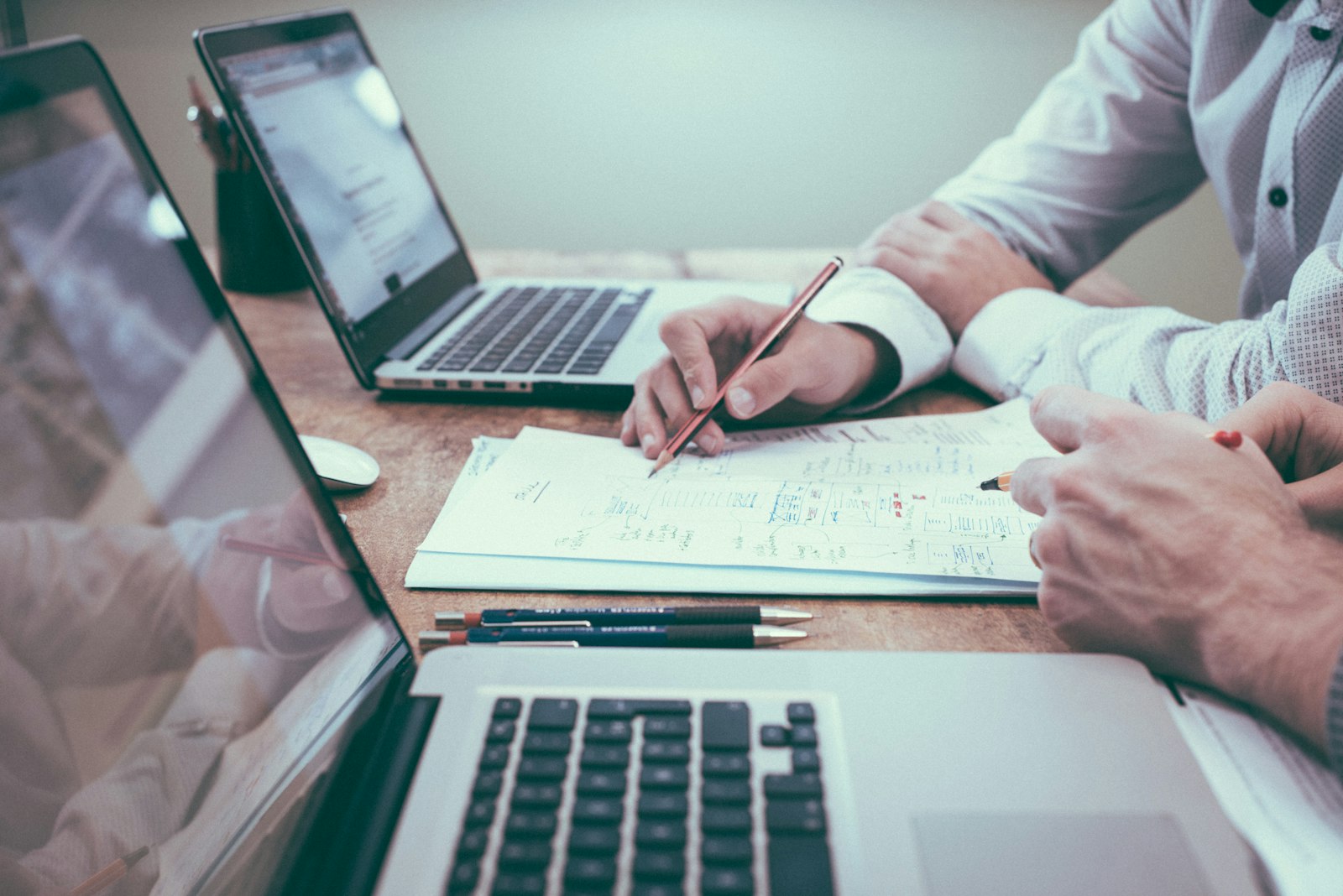 Professional reviewing documents securely